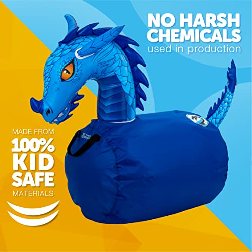 WADDLE Hip Hoppers Large Bouncy Hopper Inflatable Hopping Animal Bouncer, Supports Up to 250 Pounds, Ages 5 and Up (Blue Dragon) - Image 4