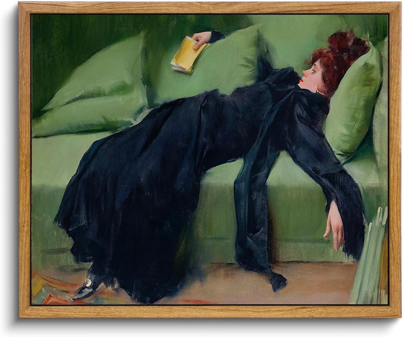 KBKBART Vintage Framed Wall Art, Moody Wall Decor Decadent Young Woman After the Dance Victorian Canvas Paintings, Vintage Wall Decor for Bedroom Living Room Home Office Classical Bathroom Decor Wall Art (8"x10") - Image 1