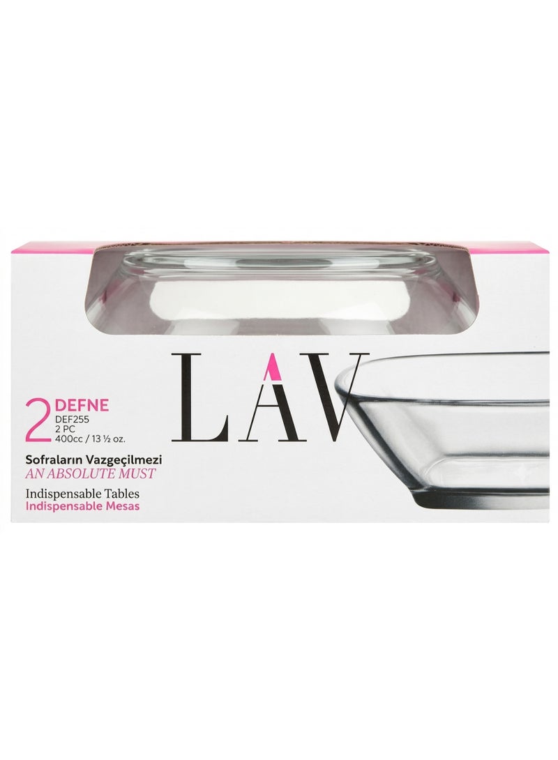 LAV Defne Rectangular Glass Bowl Set 400Cc 2 Pcs - Image 1