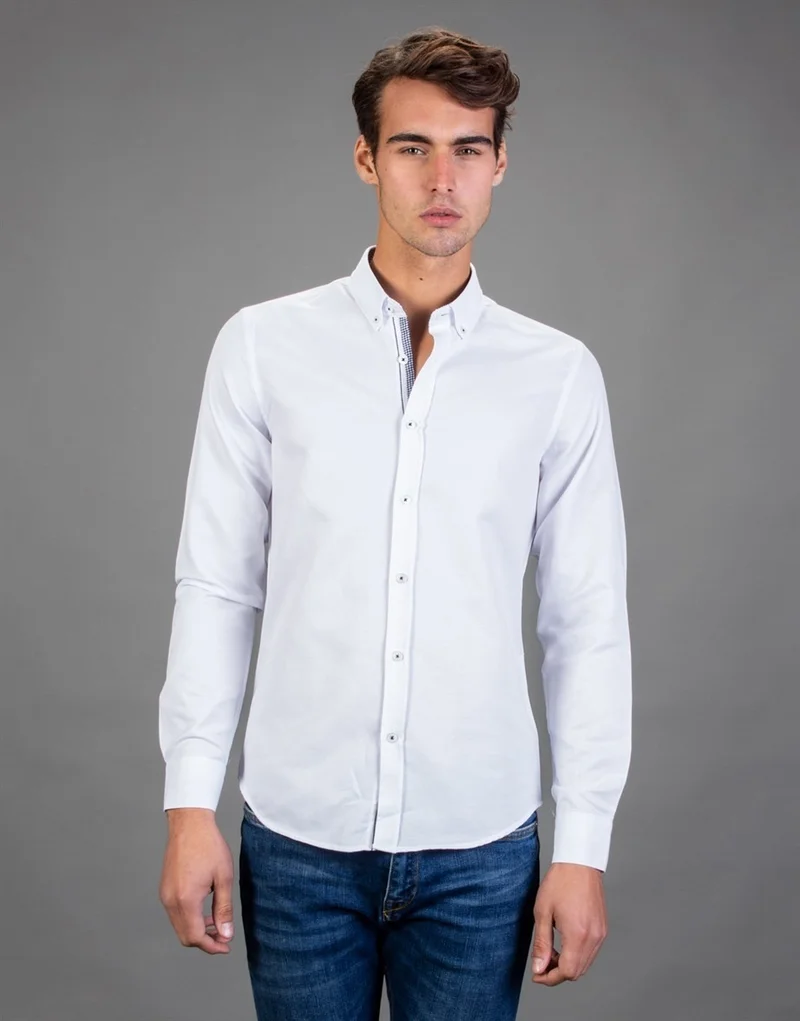 تودورس Slim Fit Plain White Sports Men's Shirt