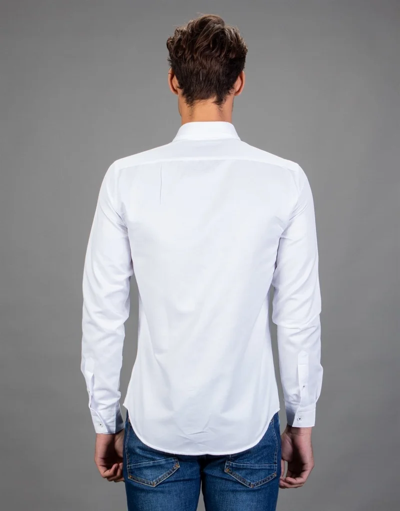 Tudors Slim Fit Plain White Sports Men's Shirt