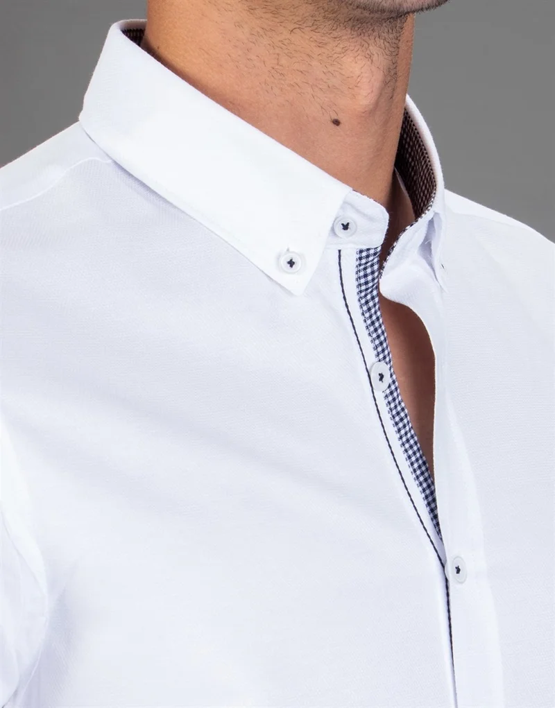 Tudors Slim Fit Plain White Sports Men's Shirt