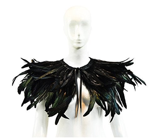 L'VOW Gothic Black Feather Shrug Cape Shawl Halloween Costume for Men (Style -04) - Image 4