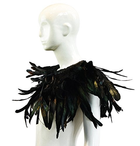 L'VOW Gothic Black Feather Shrug Cape Shawl Halloween Costume for Men (Style -04) - Image 5