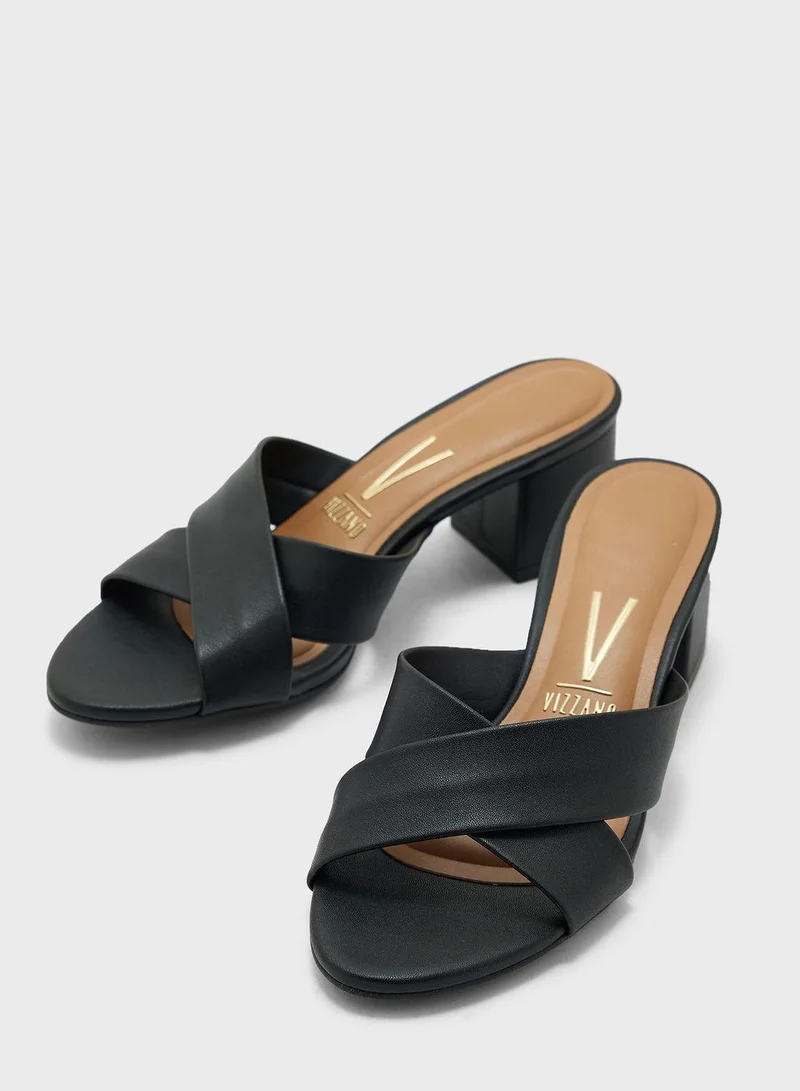 VIZZANO Willow Cross Strap Mid Heel Sandals