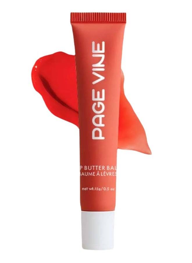PAGE VINE Lip Butter Balm - Lip Conditioning Lip Mask and Lip Balm for Instant Moisture, Shine and Hydration - Sheer-Tinted, Soothing Lip Care #03 - Image 1