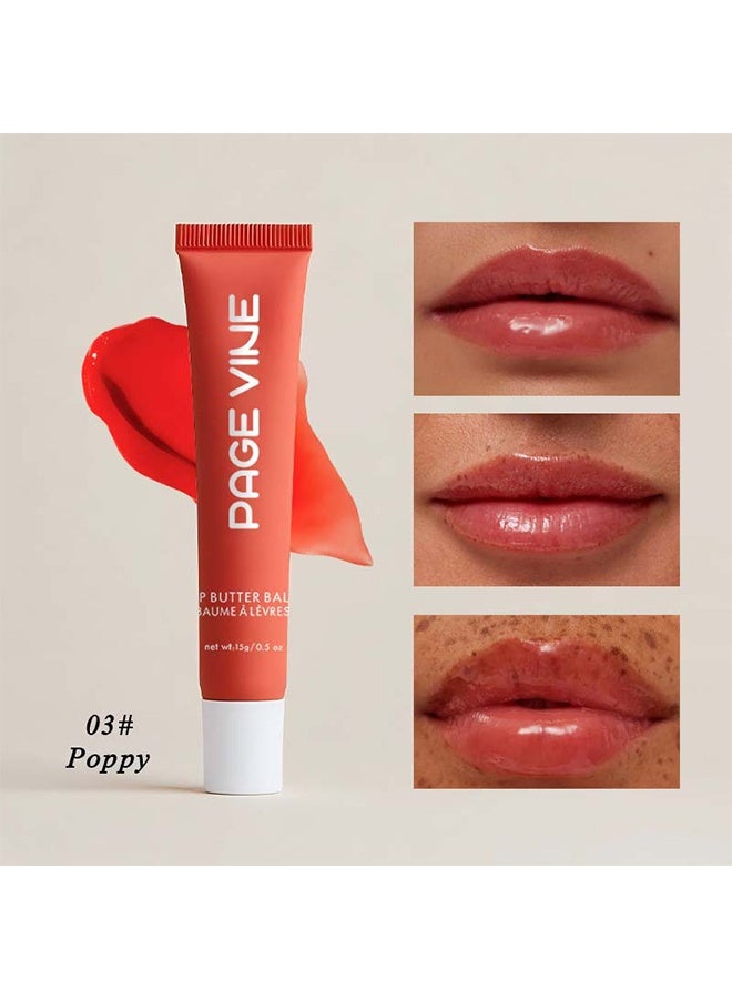 PAGE VINE Lip Butter Balm - Lip Conditioning Lip Mask and Lip Balm for Instant Moisture, Shine and Hydration - Sheer-Tinted, Soothing Lip Care #03 - Image 2
