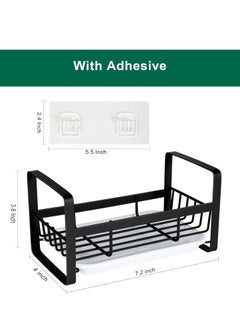Aideli Sponge Holder for Kitchen Sink- Stainless Steel Kitchen Sink Caddy for Organizing Sponge, Brush & Soap Dish Dispenser, Kitchen Sink Organizer Rack with Adhesive or Counter top, Black  - Image 2