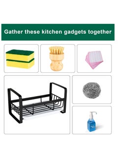 Sponge Holder for Kitchen Sink- Stainless Steel Kitchen Sink Caddy for Organizing Sponge, Brush & Soap Dish Dispenser, Kitchen Sink Organizer Rack with Adhesive or Counter top, Black - pzsku/Z489082EE161998BF5852Z/45/_/1737380612/d60b7318-f52e-42b8-84a9-474c9c04294d