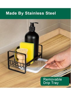 Sponge Holder for Kitchen Sink- Stainless Steel Kitchen Sink Caddy for Organizing Sponge, Brush & Soap Dish Dispenser, Kitchen Sink Organizer Rack with Adhesive or Counter top, Black - pzsku/Z489082EE161998BF5852Z/45/_/1737380642/52d39d38-d71f-4730-a6cc-75c465698491