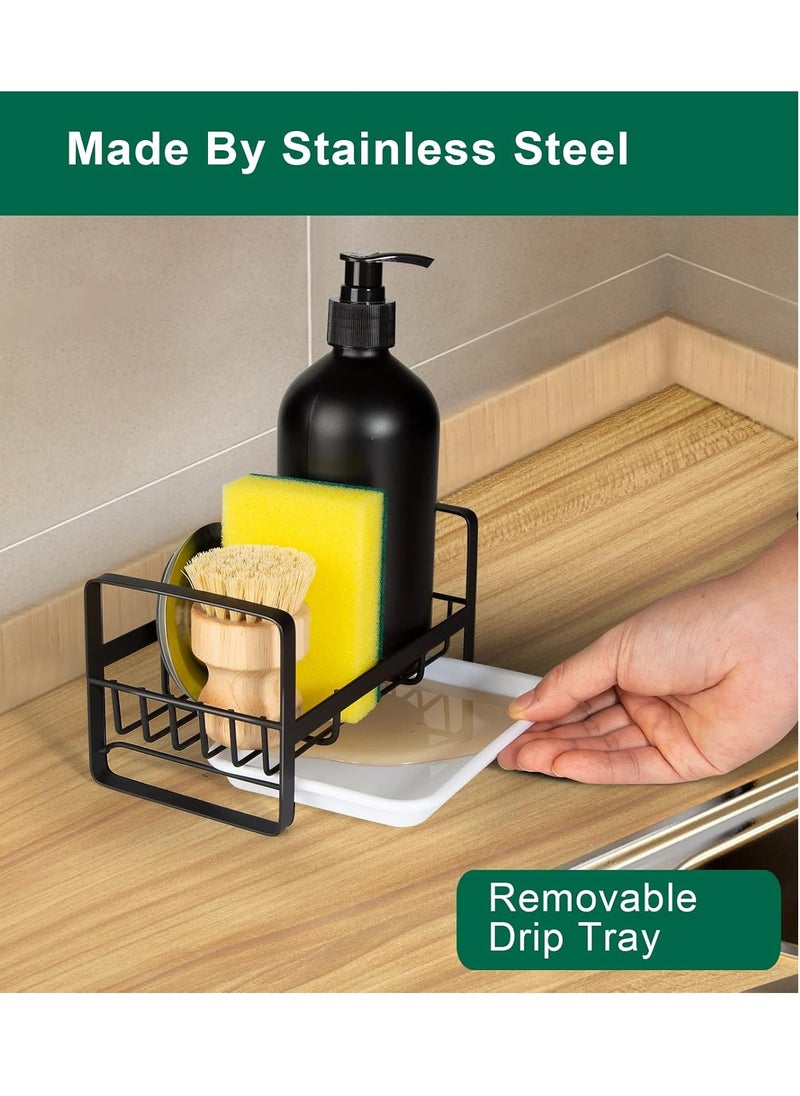 Sponge Holder for Kitchen Sink- Stainless Steel Kitchen Sink Caddy for Organizing Sponge, Brush & Soap Dish Dispenser, Kitchen Sink Organizer Rack with Adhesive or Counter top, Black - pzsku/Z489082EE161998BF5852Z/45/_/1737380642/52d39d38-d71f-4730-a6cc-75c465698491