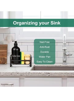 Sponge Holder for Kitchen Sink- Stainless Steel Kitchen Sink Caddy for Organizing Sponge, Brush & Soap Dish Dispenser, Kitchen Sink Organizer Rack with Adhesive or Counter top, Black - pzsku/Z489082EE161998BF5852Z/45/_/1737380663/3fa93c92-fd37-489c-b1f2-977d846145f2