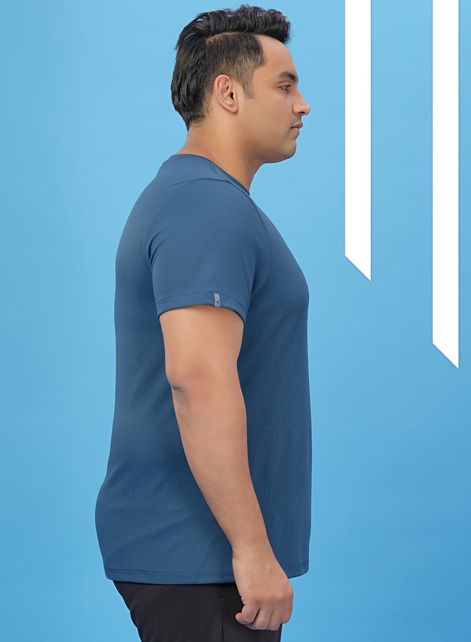 تكنوسبورت تيشيرت تكنوسبورت بلس أزرق سادة بياقة دائرية بقصة ضيقة - Image 3