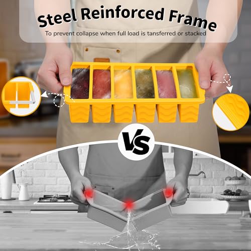 Doasuwish 2-Pack Silicone Freezer Trays with Lid, 2 Large 2-Cup(500ml) & 6 Small 1/2-Cup(125ml) Soup Freezer Container Molds, Ice Cube Tray For Meal Prep & Freezing Soup, Stews, Sauces, Oven & Dishwasher-Safe - Image 3