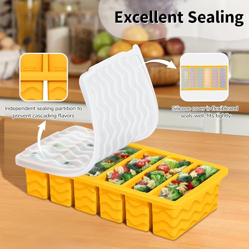 Doasuwish 2-Pack Silicone Freezer Trays with Lid, 2 Large 2-Cup(500ml) & 6 Small 1/2-Cup(125ml) Soup Freezer Container Molds, Ice Cube Tray For Meal Prep & Freezing Soup, Stews, Sauces, Oven & Dishwasher-Safe - Image 5
