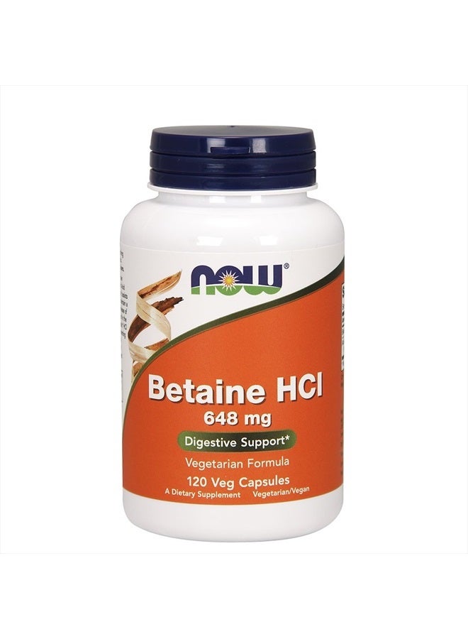 Now Foods Betaine HCl, 648 mg with 150 mg of Pepsin, 120 Capsules, 2 Pack