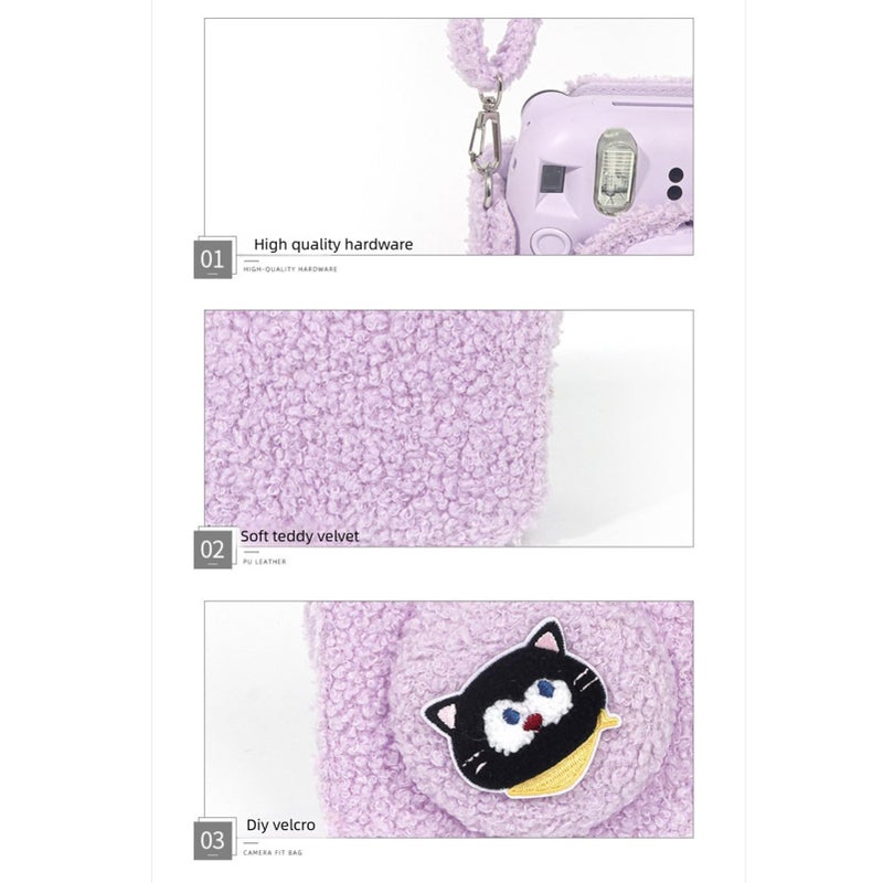 Purple Plush Protective Storage Bag With Hanging Rope For Mini 12 Instant Camera - Image 5