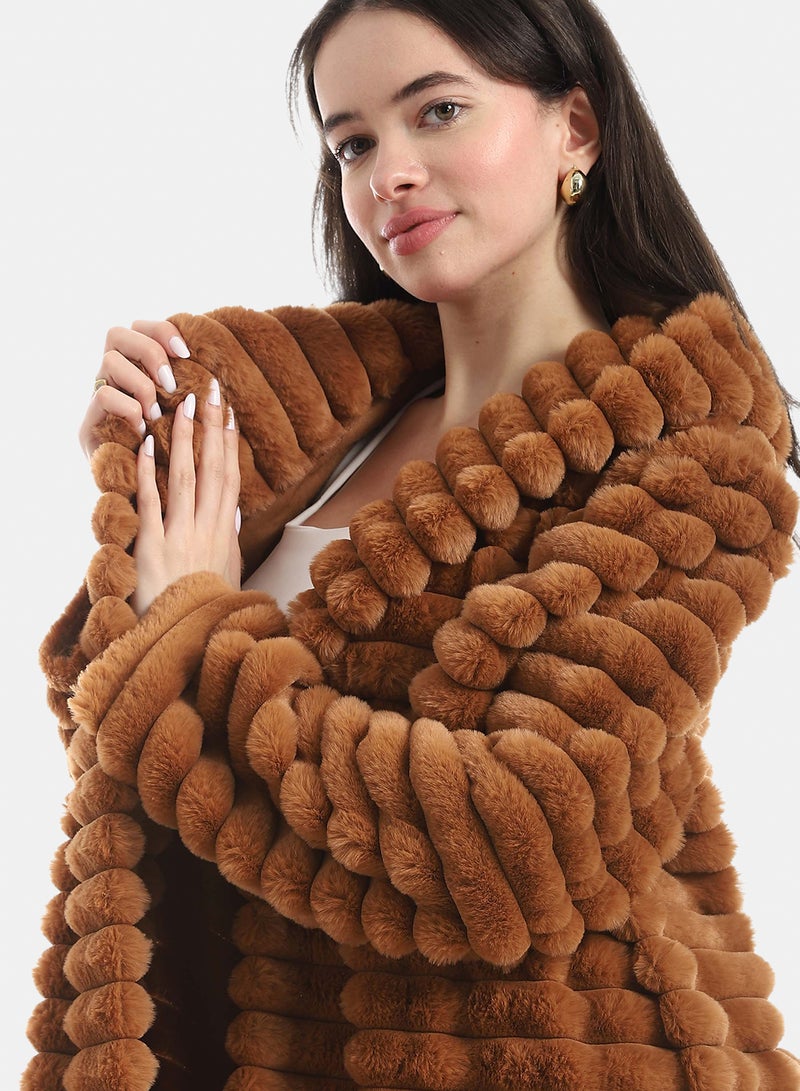 Red Circle Fur Cardigan - Image 4