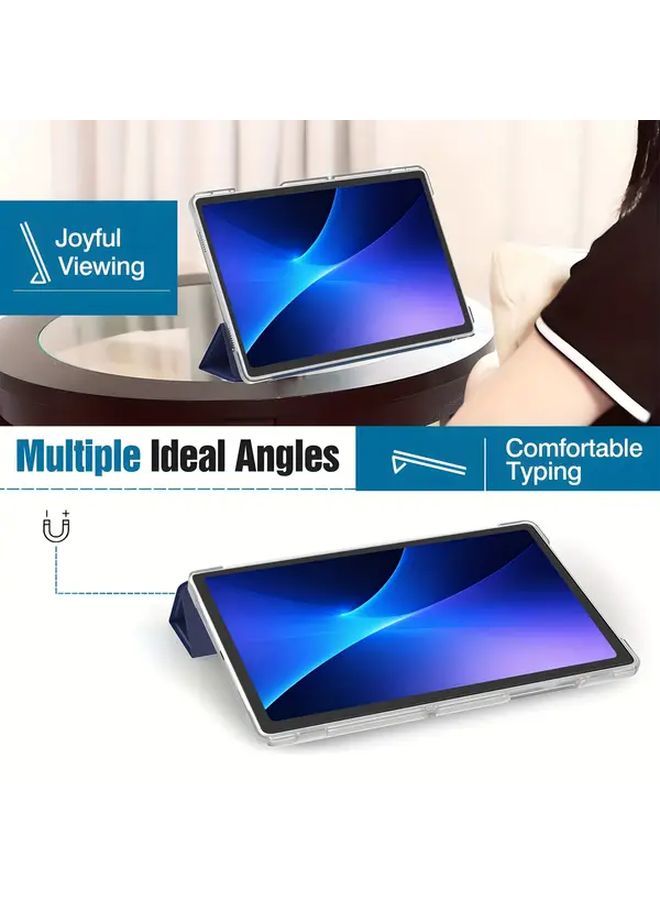 Navy Blue Tri Fold Tablet Case For 10 5 Inch Tab A8 2022 Transparent Back Durable Protection - Image 5