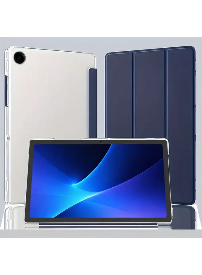 Navy Blue Tri Fold Tablet Case For 10 5 Inch Tab A8 2022 Transparent Back Durable Protection - Image 3