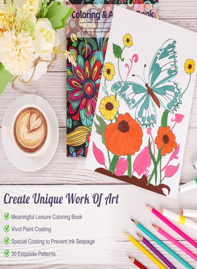 Prudiut مجموعة كتاب تلوين للبالغين 2 حزمة، 8.3×11.7 بوصة كتب تلوين بنمط رائع للاسترخاء، كتاب تلوين ملزم بشكل حلزوني لتخفيف التوتر، مثالي للأعمال اليدوية، هدايا الوعي الذهني للنساء - Image 3