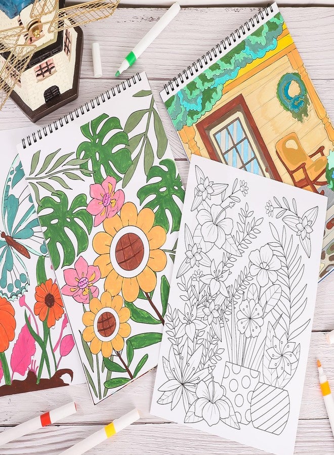 Prudiut مجموعة كتاب تلوين للبالغين 2 حزمة، 8.3×11.7 بوصة كتب تلوين بنمط رائع للاسترخاء، كتاب تلوين ملزم بشكل حلزوني لتخفيف التوتر، مثالي للأعمال اليدوية، هدايا الوعي الذهني للنساء - Image 5
