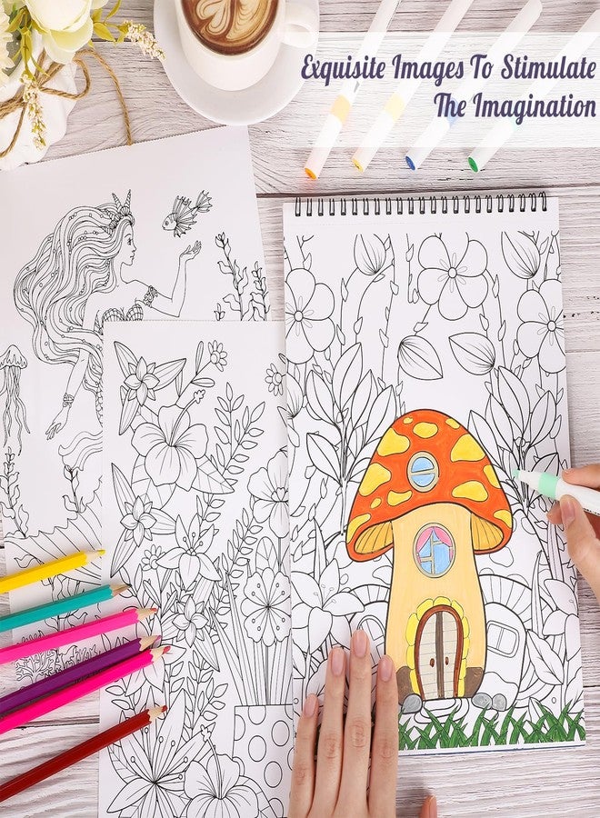 Prudiut مجموعة كتاب تلوين للبالغين 2 حزمة، 8.3×11.7 بوصة كتب تلوين بنمط رائع للاسترخاء، كتاب تلوين ملزم بشكل حلزوني لتخفيف التوتر، مثالي للأعمال اليدوية، هدايا الوعي الذهني للنساء - Image 4