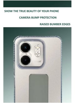 Generic For Infinix Smart 9 Transparent Shock Proof Silicone- Magnetic Case With Hand Grip Holder & Kickstand -Clear/Grey  - Image 4