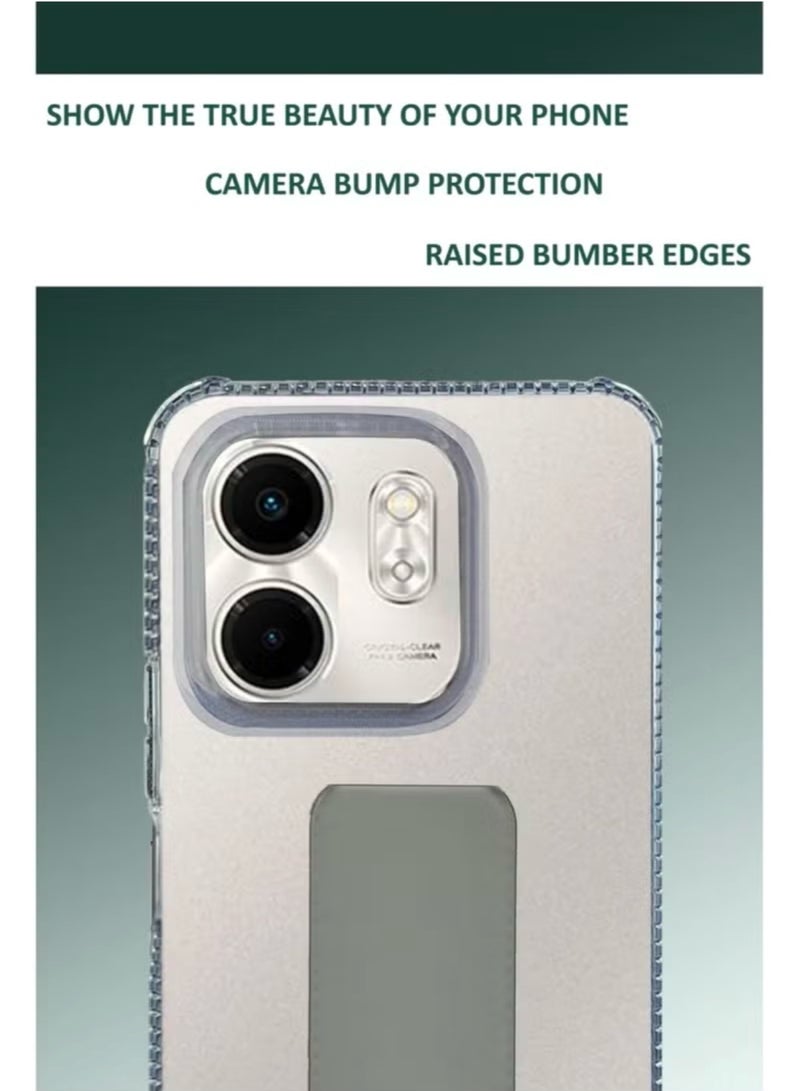 For Infinix Smart 9 Transparent Shock Proof Silicone- Magnetic Case With Hand Grip Holder & Kickstand -Clear/Grey - Image 4