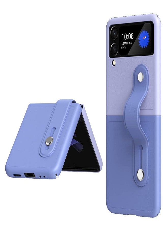 أوميو جراب Omio لهاتف Galaxy Z Flip 4 مع مسند وحزام معصم، غطاء خلفي جلدي رفيع للغاية قابل للتعديل مع مسند، جراب صلب مقاوم للصدمات من البولي كربونات للرجال والنساء والفتيات - Image 1