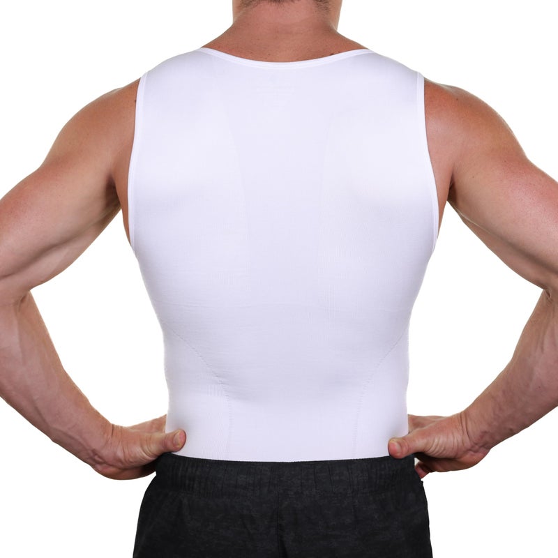 Esteem Apparel EliteSlim Men's Compression Shirt to Hide Gynecomastia Abs Chest Stomach Slimming Shapewear (White, X-Large) - Image 3