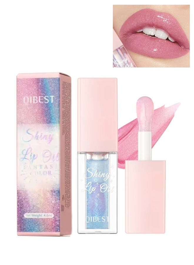 QiBest Shiny Lip Oil Lip Gloss Moisturizing Hydrating Nourishing Long Lasting Smooth Shiny Lip Gloss Lip Oil Color Changing Pearlized Lip Oil with Big Brush Head Shiny Lip Oil 02 - Image 1