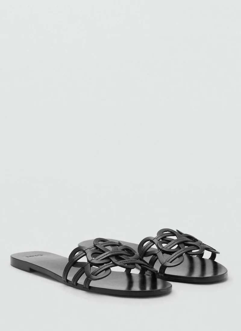 مانجو Leather sandals with intertwined strap