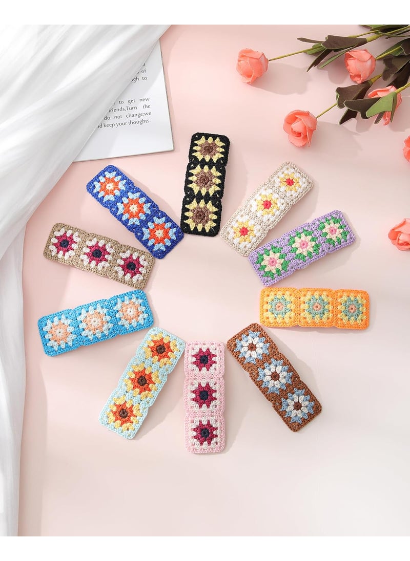 HAIMEIKANG HAIMEIKANG Crochet Knitting Hair Clips for Girls  10PCS Western Hair Clips for Women SunflowerHandmade Crochet Hair Clips 