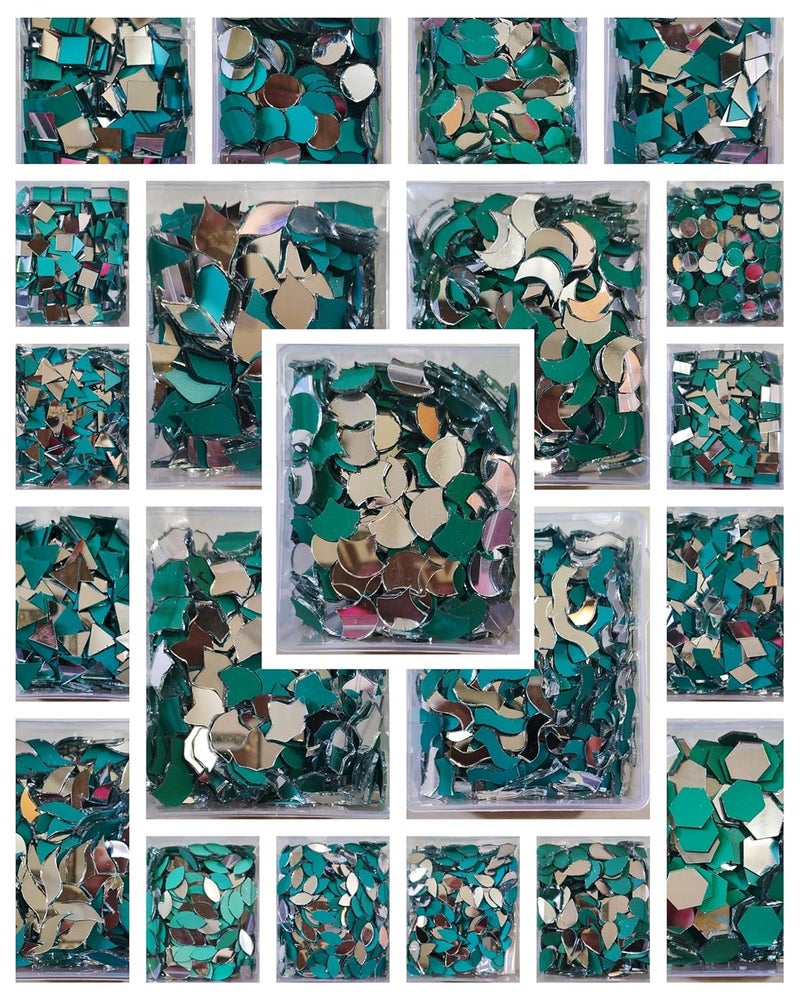 Teraiya's Teraiyas 21 New Shape Mirror kit with Free Mangalsutra forJeweller y Making Other Craft Work lippan Artwork mud Work Mandala Art WorkEmbroidery Work 2100 Pcs Premium Cutting Mirror - Image 1