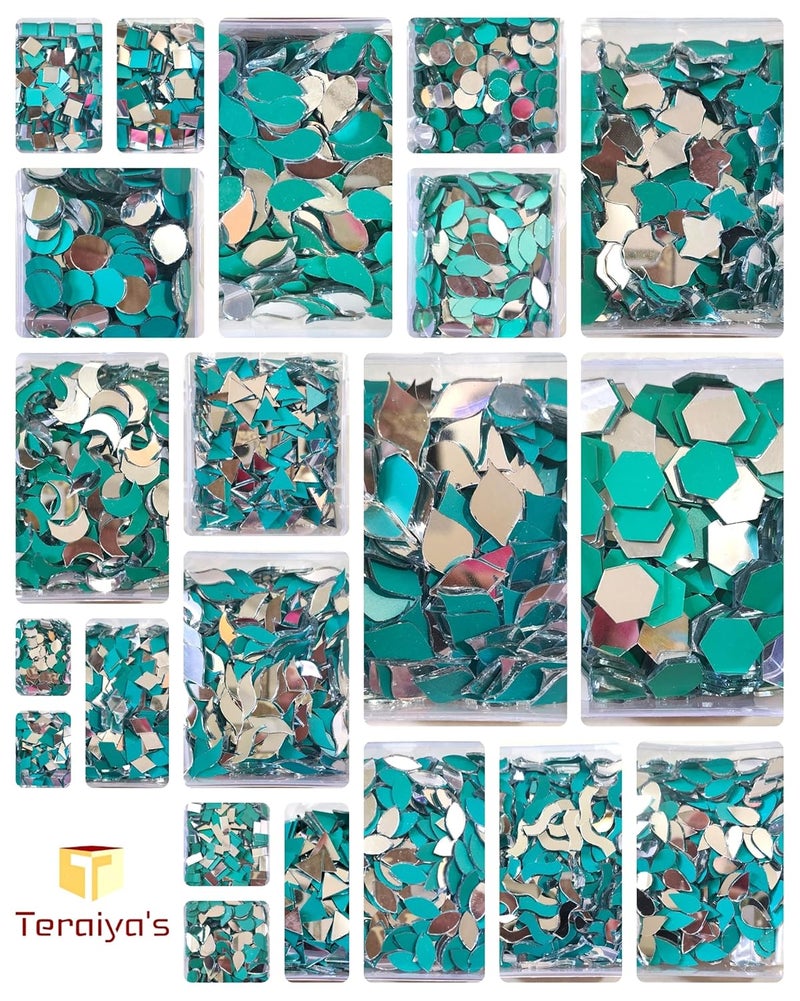 Teraiya's Teraiyas 21 New Shape Mirror kit with Free Mangalsutra forJeweller y Making Other Craft Work lippan Artwork mud Work Mandala Art WorkEmbroidery Work 2100 Pcs Premium Cutting Mirror - Image 3