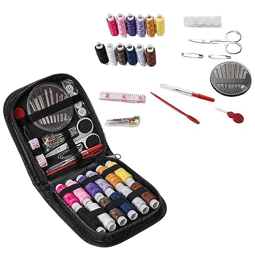Maharsh 98Pcs Sewing Kit, Portable Sewing kit Box Sewing Supplies Accessories with Thread Spools, Scissors, Thread Needles,Tape Measure for DIY - Image 1