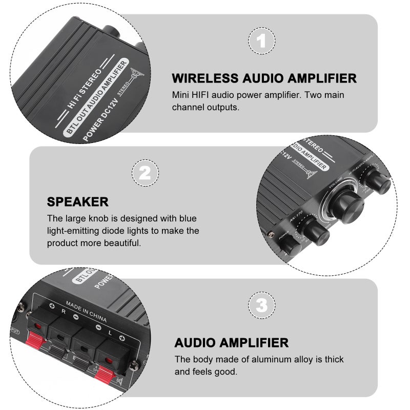 2 pcs Mini Digital Audio Amplifier Professional Sound Amplifier (Black) - Image 5