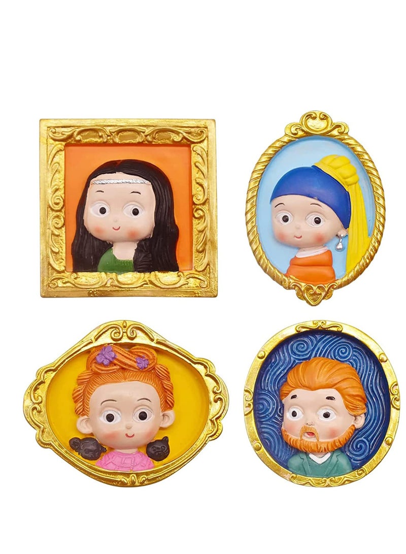 Barakah Cute Fridge Magnet 3D Painting Decorative Magnets for Fridge Glass Magnets for Refrigerator Locker Accessories Whiteboard Magnets for Office House Office Kitchen Dishwasher Locker Personal Use 4PCS - Image 1