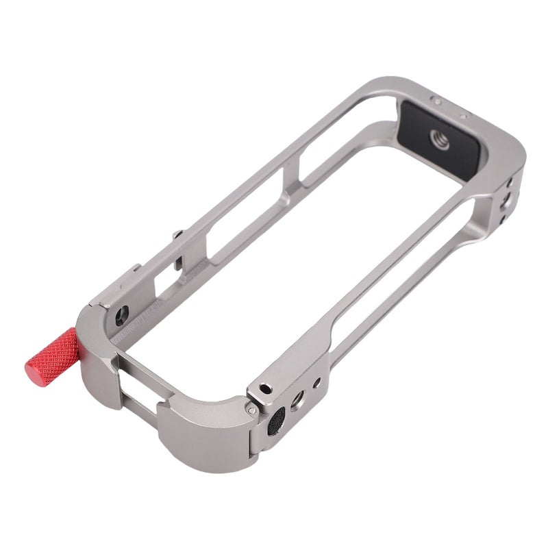 Action Camera Cage Fit for Insta360 X5 Camera 1/4 Inch Thread Aluminum Alloy Action Camera Protective Video Rig with Cold Shoe Lens Protector - Image 5
