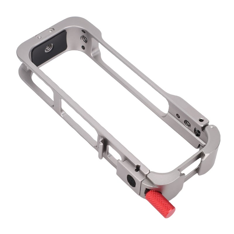 Action Camera Cage Fit for Insta360 X5 Camera 1/4 Inch Thread Aluminum Alloy Action Camera Protective Video Rig with Cold Shoe Lens Protector - Image 3