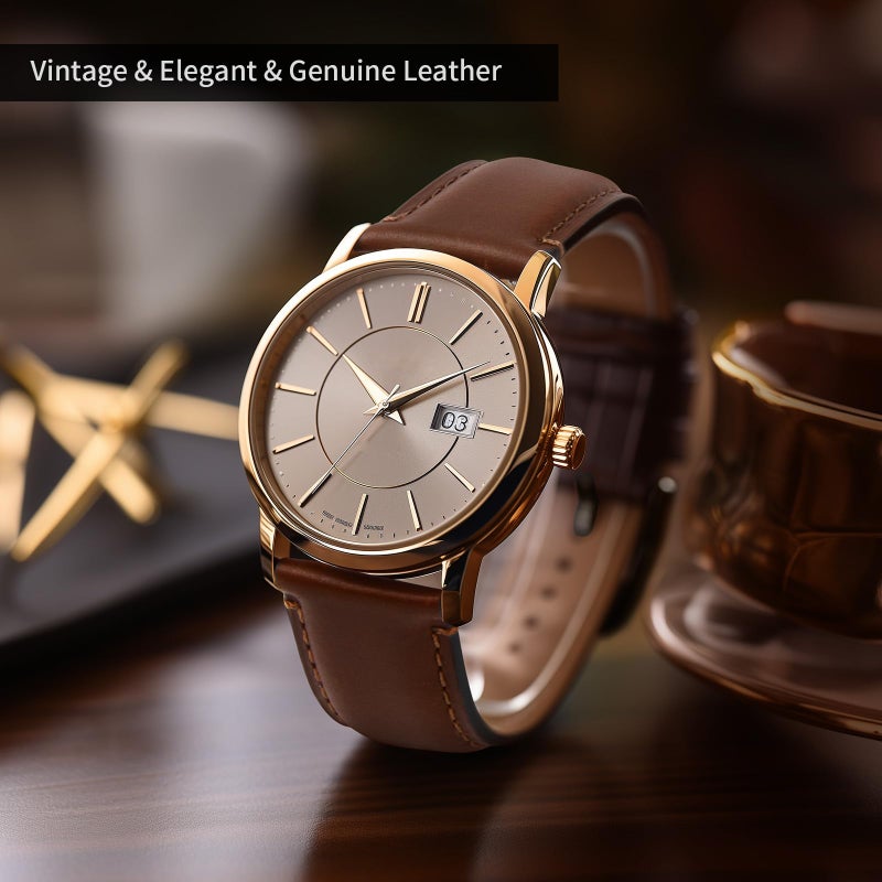 Fullmosa أحزمة ساعات جلدية فولموسا للرجال، 22 مم 20 مم 18 مم أحزمة ساعات سريعة الإطلاق - حزام معصم عتيق مصقول مع مشبك معدني من الفولاذ المقاوم للصدأ - Image 2