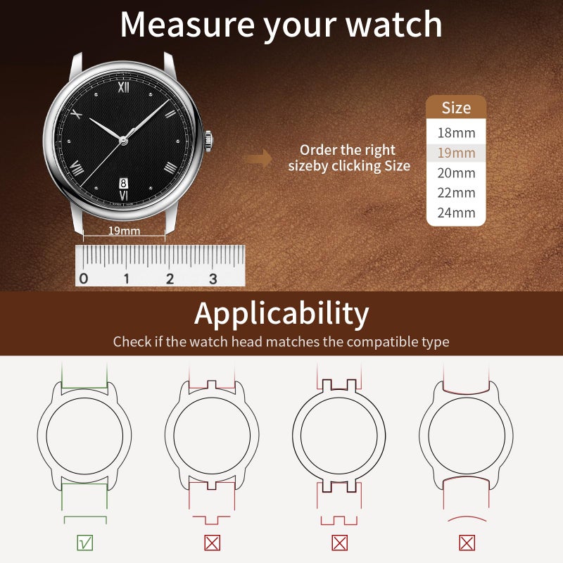 Fullmosa أحزمة ساعات جلدية فولموسا للرجال، 22 مم 20 مم 18 مم أحزمة ساعات سريعة الإطلاق - حزام معصم عتيق مصقول مع مشبك معدني من الفولاذ المقاوم للصدأ - Image 5