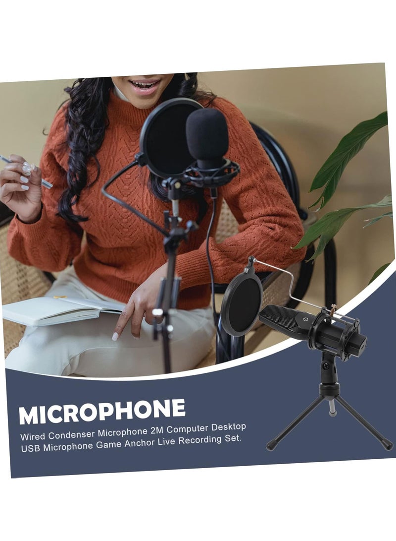 GGOOT 2 Sets condenser microphone desk mic Acoustic Instrument Recording Bundle USB mic USB Gaming Microphone Desktop Computer Mic phone microphone capacitance musical instrument Metal Black - Image 5
