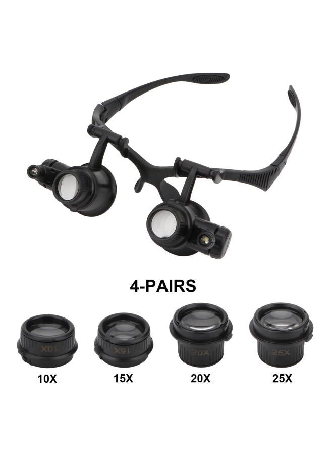 Rongon 10X 15X 20X 25X Headband Magnifier Double Eyes Glass Jeweler Loupe with 2 LED Lights 8 Replaceable Lens for Jeweler Watch Repair - Image 2