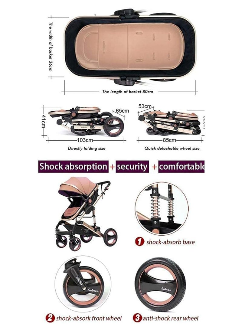 عربة أطفال بلايسو ٣ في ١ مع مقعد قابل للعكس ومظلة قابلة للتعديل - Image 3