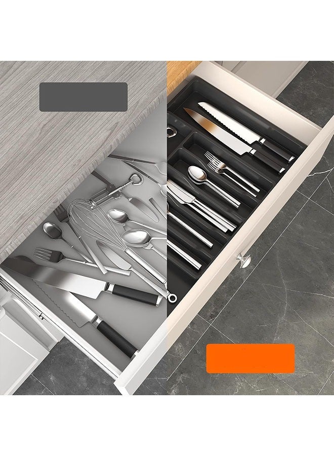 Silverware Drawer Organizer, Telescopic adjustment Space for Knifes, Spoons, Forks. Sleek & Space-Saving Silverware Organizer for an Organized Kitchen (Black).  - Image 3