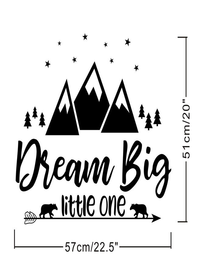 GESTYZ Dream Big Little One Quote Wall Decals, Nursery Wall Decals, Quote Decal, Woodland Wall Stickers, Vinyl Wall Decals for Children Baby Kids Boys Bedroom Y07 (57x51cm, Black) - Image 4