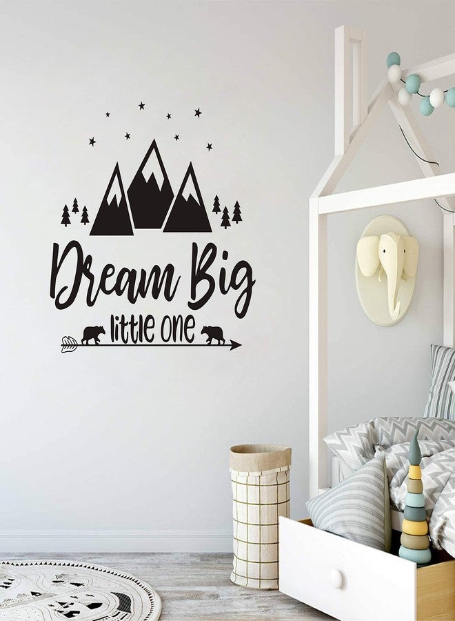 GESTYZ Dream Big Little One Quote Wall Decals, Nursery Wall Decals, Quote Decal, Woodland Wall Stickers, Vinyl Wall Decals for Children Baby Kids Boys Bedroom Y07 (57x51cm, Black) - Image 2