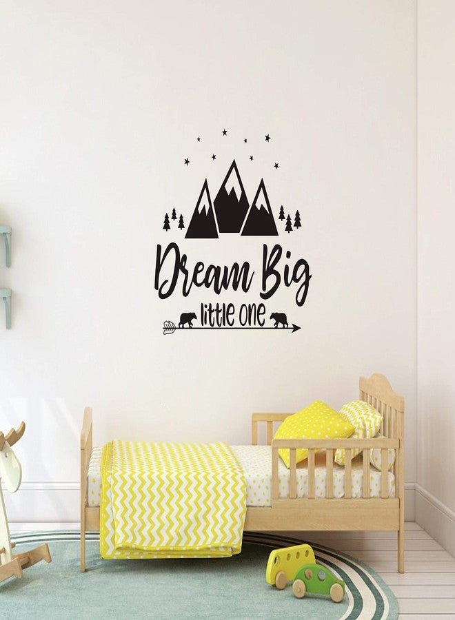 GESTYZ Dream Big Little One Quote Wall Decals, Nursery Wall Decals, Quote Decal, Woodland Wall Stickers, Vinyl Wall Decals for Children Baby Kids Boys Bedroom Y07 (57x51cm, Black) - Image 3